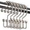 12 Sets Of Stainless Steel Shower Curtain Double Hook Mountain Hook  Curtain Hook 8 Beads Jewelry Storage Hook