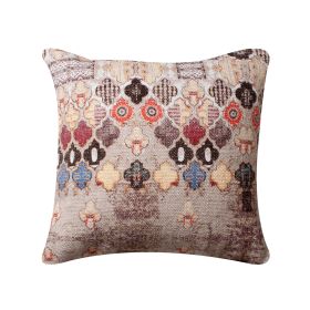 18 x 18 Square Cotton Accent Throw Pillow; Eastern Quatrefoil Print; Multicolor