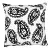 20 x 20 Square Accent Throw Pillow; Paisley Print; With Filler; Black; White