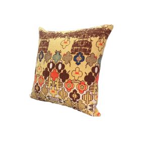18 x 18 Square Accent Pillow; Printed Unique Quatrefoil Design; Polyester Filler; Brown; Orange; Yellow