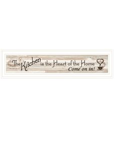 "Kitchen is the Heart of the Home" by Artisan Trendy Decor 4U; Ready to Hang Framed Print; White Frame