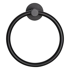 Towel Ring Matte Black; Bath Hand Towel Ring Thicken Space Aluminum Round Towel Holder for Bathroom