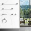 Bathroom Hardware Set; Thicken Space Aluminum 6 PCS Towel bar Set- Gun Grey 24 Inches Wall Mounted