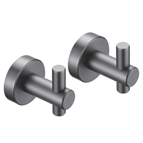 Round Base Wall Hanging Hook - Gun Grey Hook; 2 Pack; for Entry Shoe Cabinet; Wardrobe Bathroom Bedroom Furniture Hardware