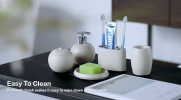 Concrete terrazzo Bath Accessory Set; White Sandstone Color