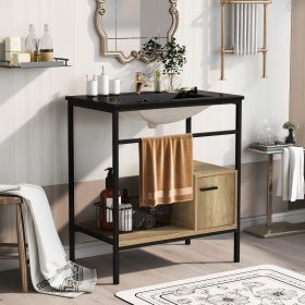 30" Bathroom vanity with Single Sink; Bathroom Storge Cabinet; Metal Frame; Black