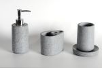 Concrete Bath Accessory Set for Vanity Countertops; Grey Stone Color/Cement Grey Color