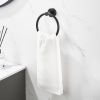 Towel Ring Matte Black; Bath Hand Towel Ring Thicken Space Aluminum Round Towel Holder for Bathroom