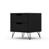 Manhattan Comfort Rockefeller 2.0 Mid-Century- Modern Nightstand with 2-Drawer in Black