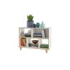 Manhattan Comfort Minetta 5-Shelf Mid-Century Low Bookcase in White