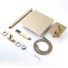 10 Inches Bathroom Brass Rainfall Shower System Shower Faucet Combo Set Brushed Gold