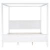 King Size Canopy Platform Bed with Headboard and Footboard,With Slat Support Leg,White