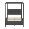Full Size Upholstery Canopy Platform Bed with Headboard;
