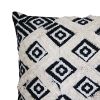 18 x 18 Handcrafted Square Jacquard Soft Cotton Accent Throw Pillow; Diamond Pattern; White; Black