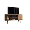 Manhattan Comfort Liberty 53.14" Mid-Century Modern TV Stand with 5 Shelves and 1 Door in Rustic Brown and 3D Brown Prints