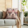 18 x 18 Square Cotton Accent Throw Pillow; Eastern Quatrefoil Print; Multicolor