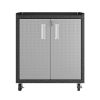 Manhattan Comfort Fortress Textured Metal 31.5" Garage Mobile Cabinet with 2 Adjustable Shelves in Grey