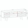 Manhattan Comfort Liberty 70.86" Mid-Century Modern TV Stand with 4 Shelving Spaces and 1 Drawer in Rustic Brown and Aqua Blue with Solid Wood Legs