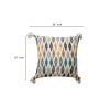 18 x 18 Handcrafted Square Cotton Accent Throw Pillow; Abstract Art Deco Ikat Dyed Pattern; Tassels; Multicolor