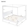 King Size Canopy Platform Bed with Headboard and Footboard,With Slat Support Leg,White