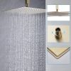 Brushed Gold 12 inches Rain Shower Faucet Sets with Waterfall Tub Spout and Handheld Shower Head