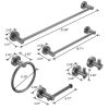 Bathroom Hardware Set; Thicken Space Aluminum 6 PCS Towel bar Set- Gun Grey 24 Inches Wall Mounted