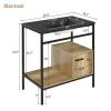 30" Bathroom vanity with Single Sink; Bathroom Storge Cabinet; Metal Frame; Black