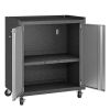 Manhattan Comfort Fortress Textured Metal 31.5" Garage Mobile Cabinet with 2 Adjustable Shelves in Grey