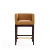 Manhattan Comfort Kingsley 34 in. Camel and Dark Walnut Beech Wood Counter Height Bar Stool