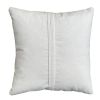 17 x 17 Inch 2 Piece Square Cotton Accent Throw Pillow Set; Leaf Embroidery; White; Green; Yellow