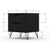 Manhattan Comfort Rockefeller 2.0 Mid-Century- Modern Nightstand with 2-Drawer in Black