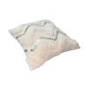 18 x 18 Square Cotton Accent Throw Pillow; Handcrafted Chevron Patchwork; Sequins; Blush Pink