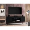 Manhattan Comfort Bradley 62.99 TV Stand Black with 2 Media Shelves and 2 Storage Shelves in Black with Solid Wood Legs