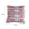 18 x 18 Handcrafted Square Cotton Accent Throw Pillow; Floral Ikat Dyed Pattern; Fringe Accent; Multicolor