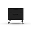 Manhattan Comfort Rockefeller 2.0 Mid-Century- Modern Nightstand with 2-Drawer in Black