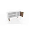 Manhattan Comfort Liberty 42.52" Mid-Century Modern TV Stand with 2 Shelves and 1 Door in White and 3D Brown Prints