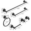 Bathroom Hardware Set; Thicken Space Aluminumm 6 PCS Towel bar Set- Matte Black 24 Inches Wall Mounted