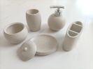 Concrete terrazzo Bath Accessory Set; White Sandstone Color