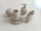 Concrete terrazzo Bath Accessory Set; White Sandstone Color