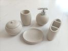 Concrete terrazzo Bath Accessory Set; White Sandstone Color
