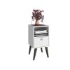 Manhattan Comfort Abisko Stylish Side Table with 1-Cubby and 1-Drawer in White