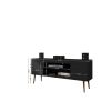 Manhattan Comfort Bradley 62.99 TV Stand Black with 2 Media Shelves and 2 Storage Shelves in Black with Solid Wood Legs