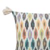 18 x 18 Handcrafted Square Cotton Accent Throw Pillow; Abstract Art Deco Ikat Dyed Pattern; Tassels; Multicolor