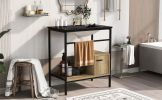 30" Bathroom vanity with Single Sink; Bathroom Storge Cabinet; Metal Frame; Black