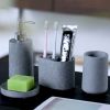 Concrete, Made of Cement Bath Accessory Set for Vanity Countertops, 4 Piece Luxury Ensemble
