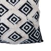 18 x 18 Handcrafted Square Jacquard Soft Cotton Accent Throw Pillow; Diamond Pattern; White; Black