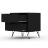 Manhattan Comfort Rockefeller 2.0 Mid-Century- Modern Nightstand with 2-Drawer in Black