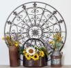 42 Inch Round Medallion Wall Mount Metal Accent Decor; Handmade Circle Design; Antique Black