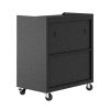 Manhattan Comfort Fortress Textured Metal 31.5" Garage Mobile Chest with 3 Full Extension Drawers in Grey