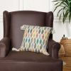 18 x 18 Handcrafted Square Cotton Accent Throw Pillow; Abstract Art Deco Ikat Dyed Pattern; Tassels; Multicolor